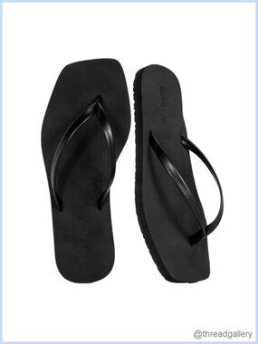 Faux Leather Thong Flip Flops Slide Sandals Arch Support Foam Cushion